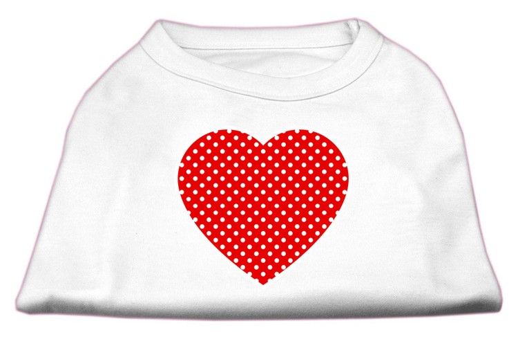 Red Swiss Dot Heart Screen Print Shirt White XS